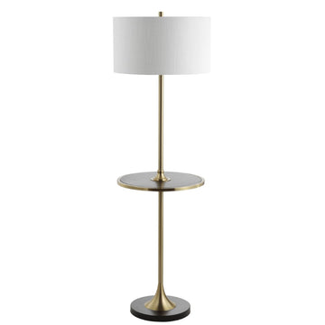 Luce 59" Metal/Wood LED Floor Lamp with Table - JONATHAN Y